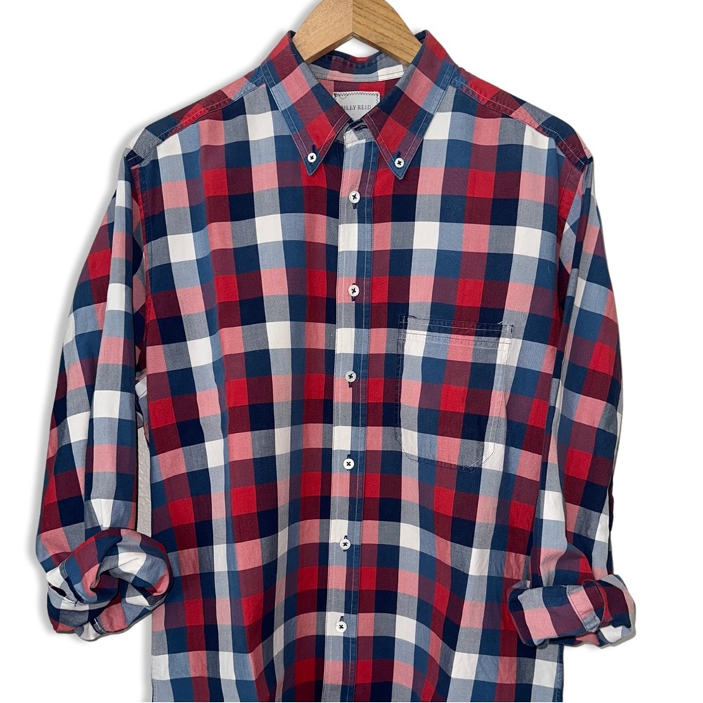 Billy Reid Buffalo Check Oxford Shirt Made in Italy - Picture 12 of 13